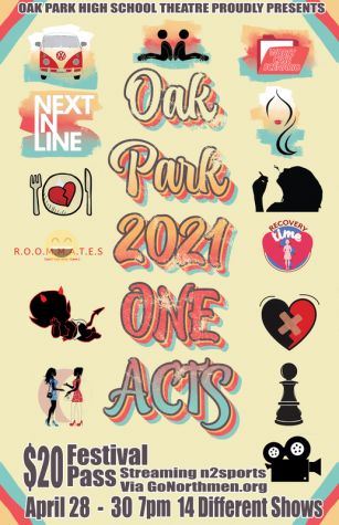 Promotional poster for OPHS annual One Acts for 2021. Designed by Senior Brendon Blue