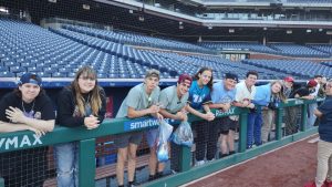 Rae Nold, Emma Arnone, Will Strub, Cooper Droegemueller, Brian Mayer, Kale Williams, Thorstan Harris, Cooper Archer and Nicholas Meroney line up field side.